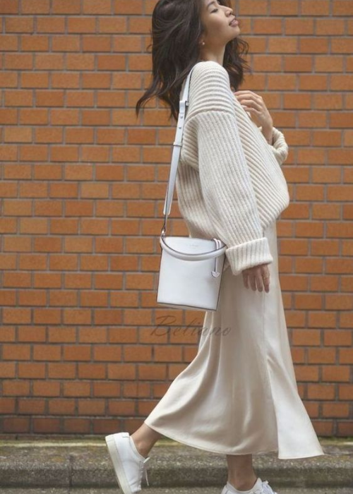 Sweater with midi skirt