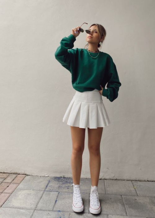 Sweater with tennis skirt