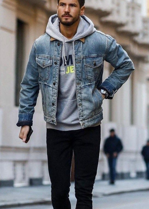 Denim jacket with hoodie